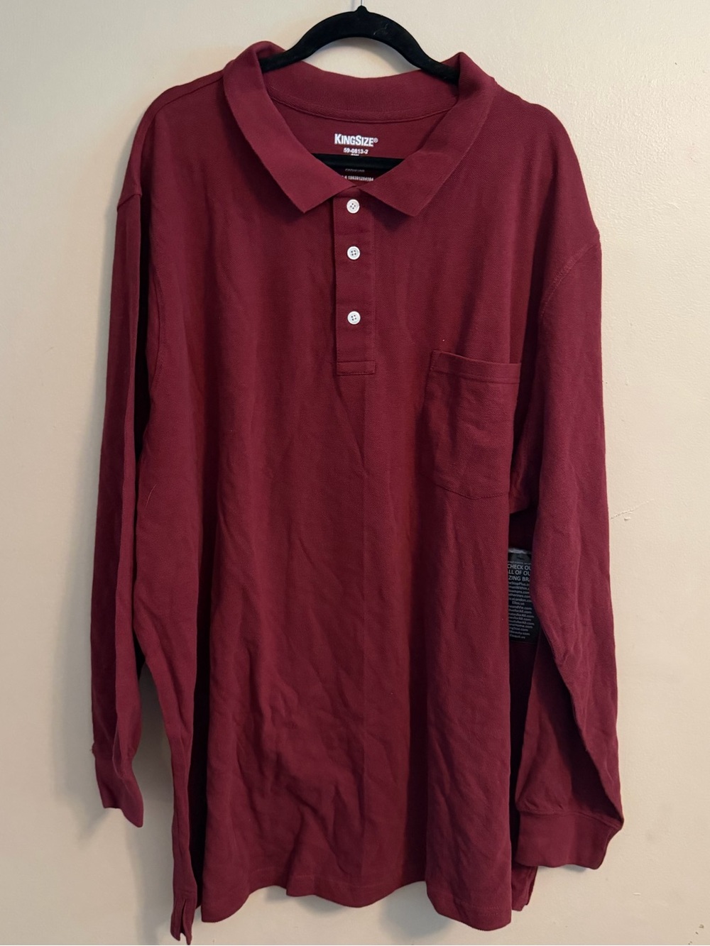 Kingsize Men's Long-Sleeve Polo in Deep Wine